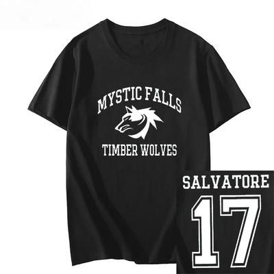 Koszulka The Vampire Diaries Damska Vintage Mystic Falls Salvatore 17 Odzież Damska Letnia Ubrania Anime Streetwear
