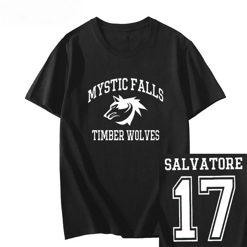 Футболка Женская Дневники Вампира Винтажная Мистик Фоллс Сальваторе 17 Женская Мужская Одежда Летняя Одежда Аниме Уличная Одежда S