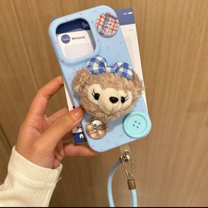 Cute Plush Pear Doll Leather Rope Suitable for Iphone16 15 Leather Pattern Mobile Phone Case Apple 14 Protective Cover