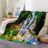 Forest Fog Blanket Plush Warm Soft Cozy Flannel Throw Blanket Forest Warm Light Vintage Plants Forest Stream for Bed Sofa Decor