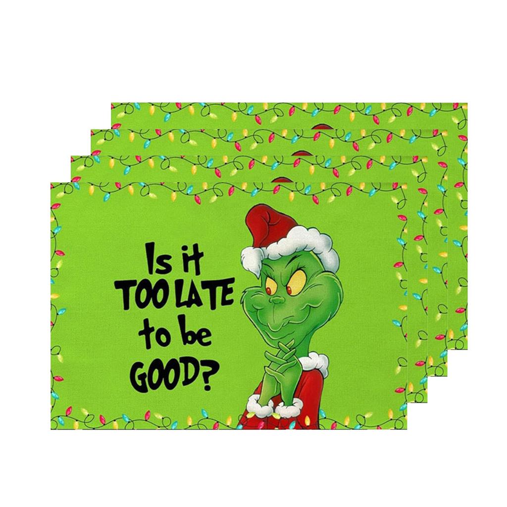 Christmas Tree Christmas Mat 4-piece Set Mat Holiday Party Christmas Table Decoration.