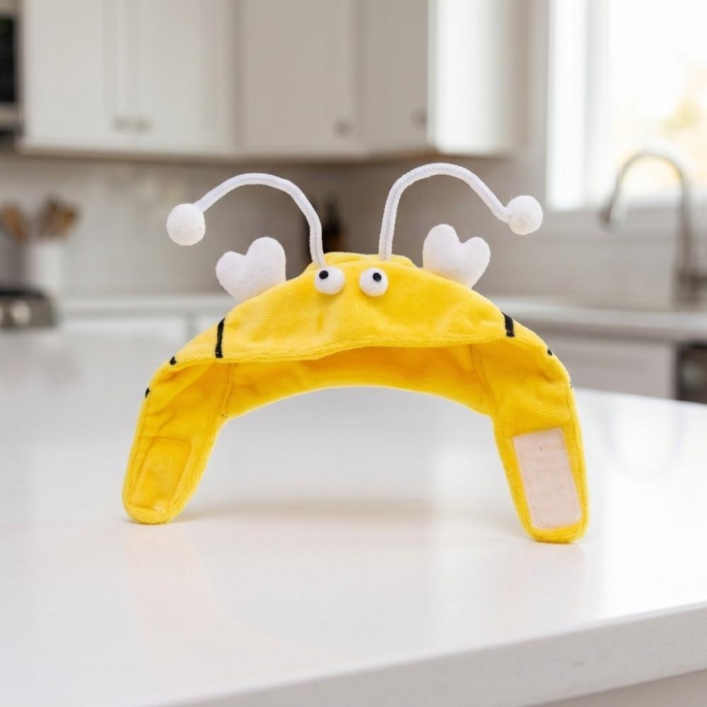 Funny with Teaser Stick Hat Cat Bee Headdress Cartoon Warm Headgear Cat Decorative Hat Soft Adjustable Pet Costume Dog