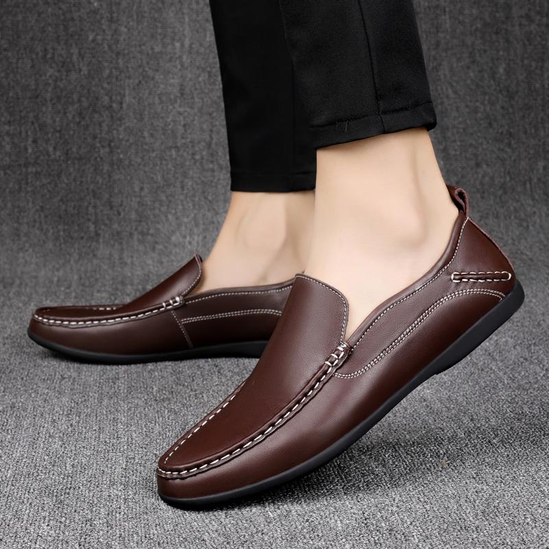 Fashion Driving Shoes Men Brand Trendy Dress Shoes Mens Loafers Split Leather Moccasins Shoes For Men Formal Retro Wedding Shoes
