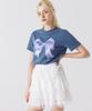 AWESOME STUDIO Ribbon Digital Print Short Sleeve T-Shirt Indigo Blue