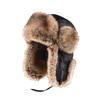 Men's Winter Leather Lei Feng Hat with Thick Plush, Ear Protection, and Big Head Fit for Cold Weather Cycling.