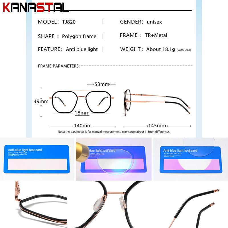Women Blue Light Blocking Glasses Prescription Reading Myopia Eyewear CR39 Optic Lenses Men Computer TR90 Metal Eyeglasses Frame