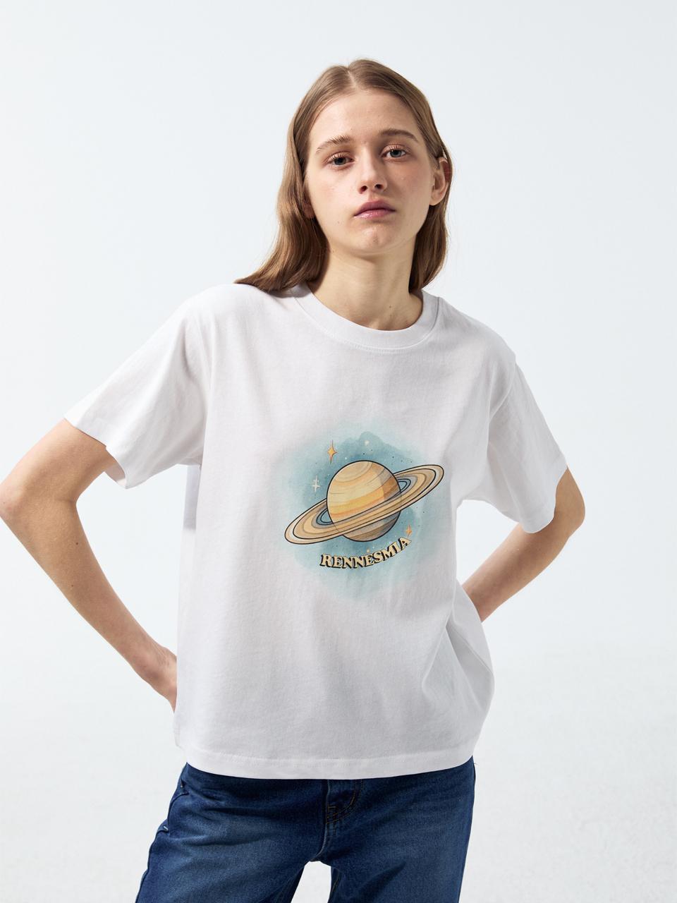 Renezmia Space Print T-Shirt_White