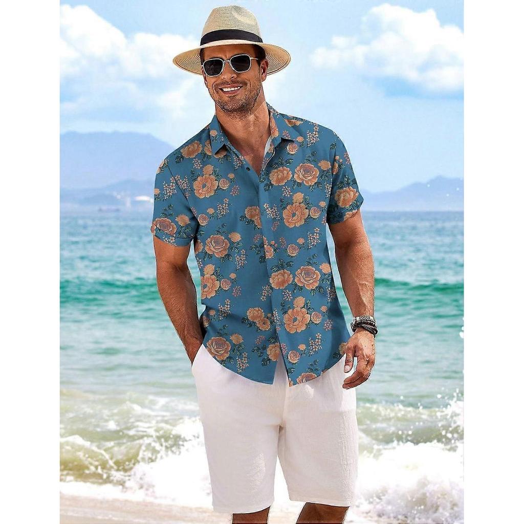 Men's Lightweight Tropical Flower Casual Shirt