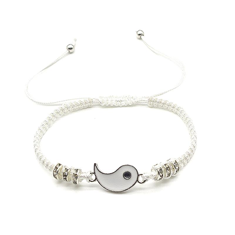 1Pcs Simple Tai Chi Bagua Black And White Yin And Yang Rope Braided Telescopic Adjustment Bracelet For Men And Women Coupl