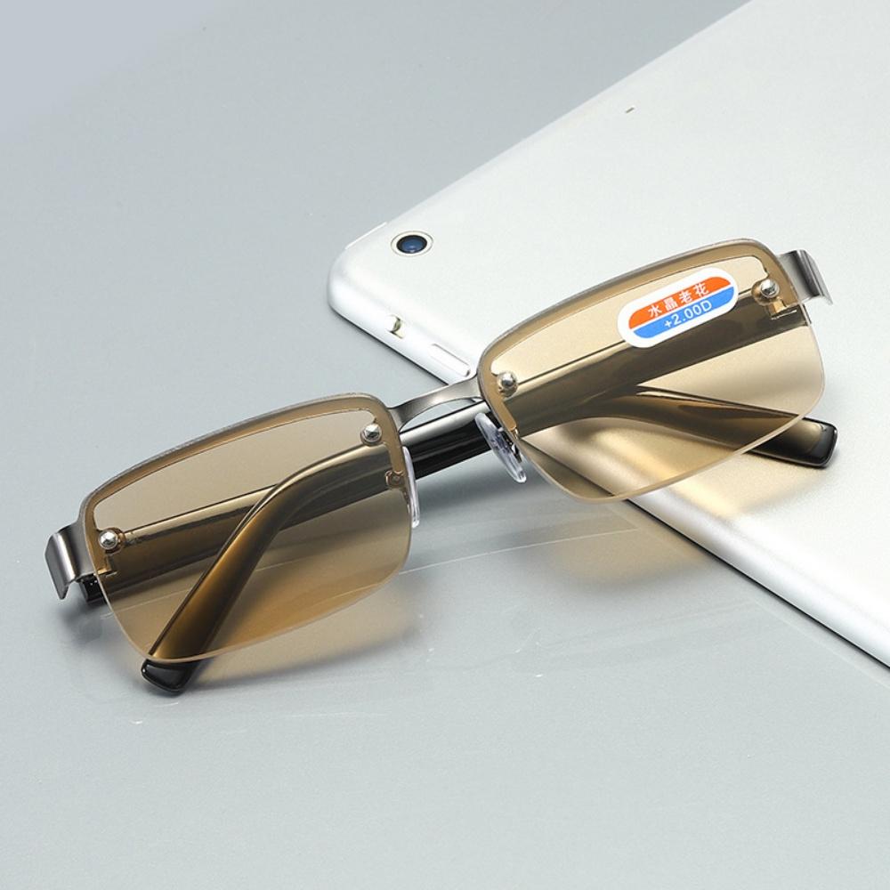 Classic High-quality Half-frame Reading Glasses Mens Vintage Natural Original Stone Presbyopia Eyeglasses  Diopter +1.0 To +4.0