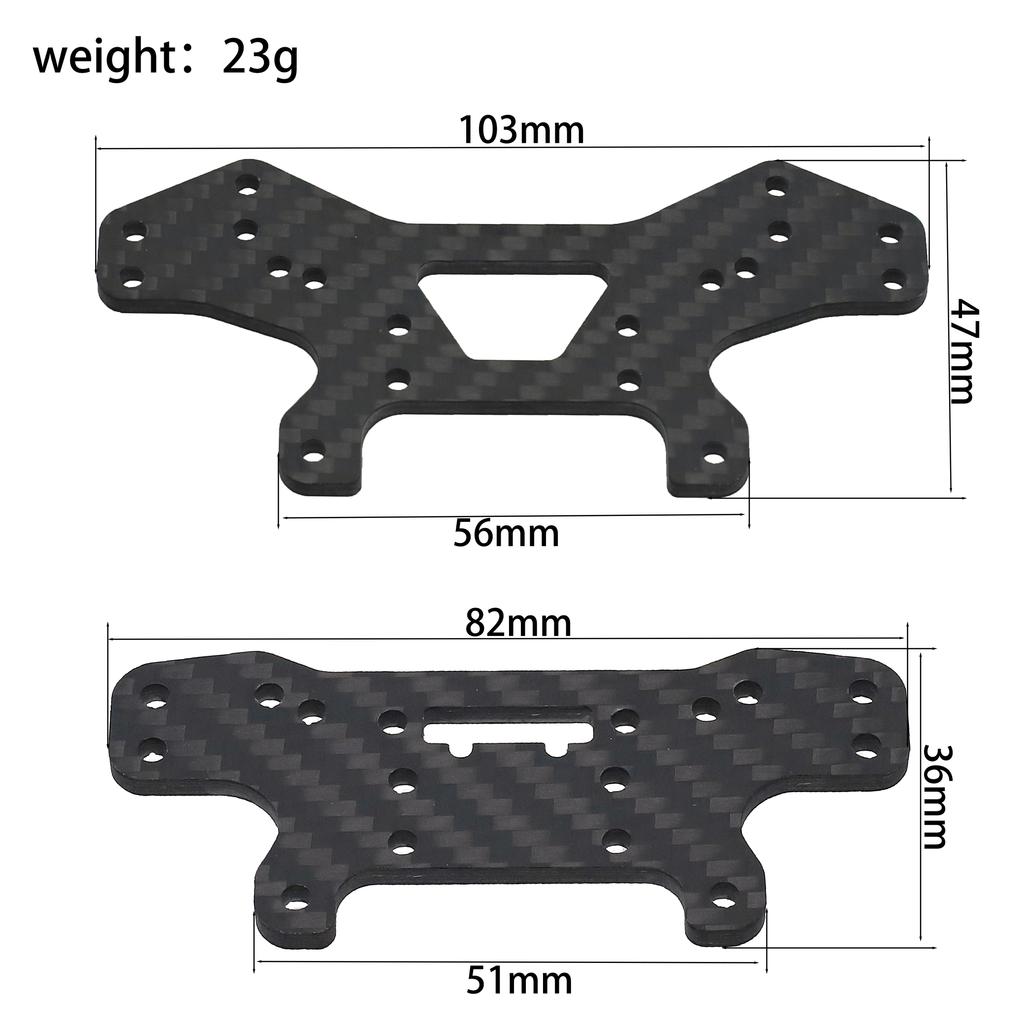Carbon Fiber Shock Tower Plate for MJX Hyper Go 10303 10304 – Front & Rear Suspension Upgrade for 1/16 RC Car