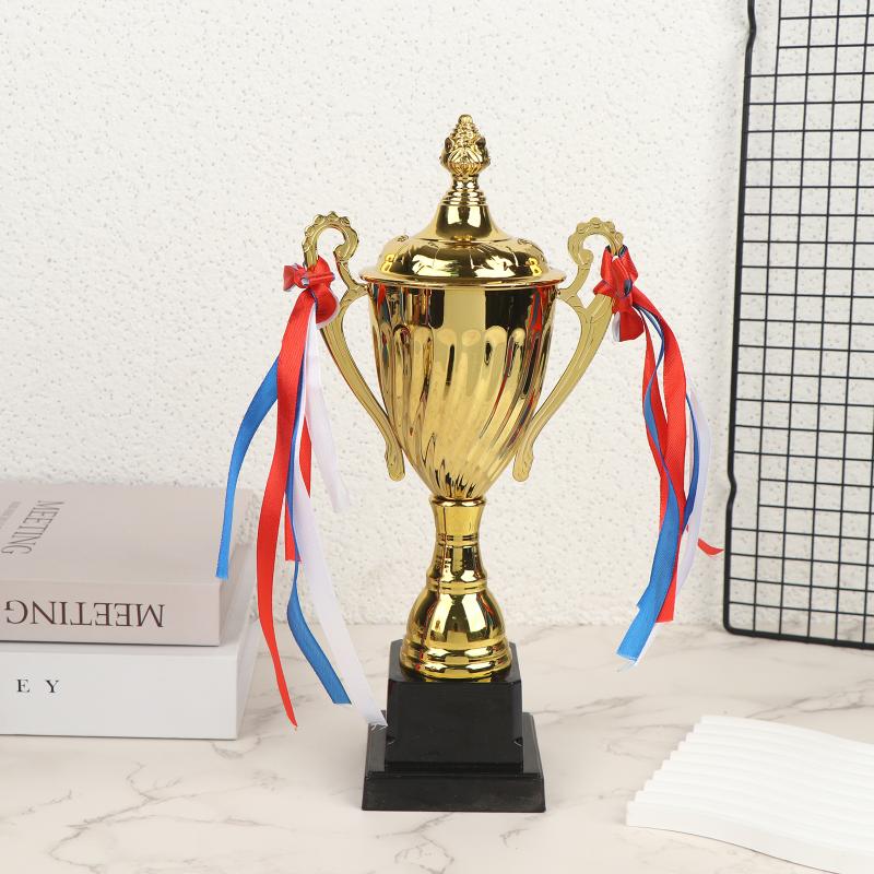 Metal Gold Trophy Cup Sports Award with Base Lid for School Sports Day Large Size Winner Souvenir