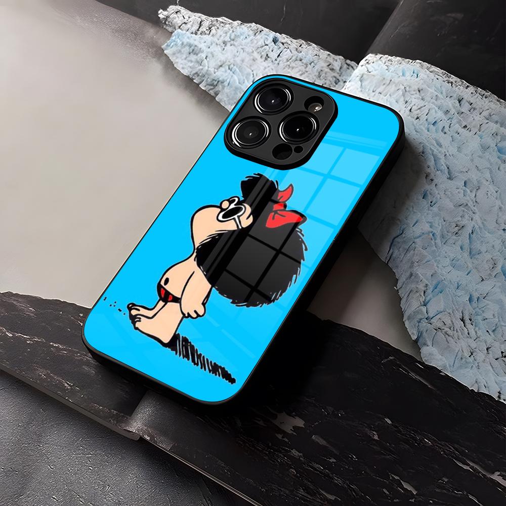 Mafalda Cartoon Phone Case Tempered Glass For IPhone 16 17 13 14 12 15 11 Pro Max Plus Mini X XR SE2020 Coque