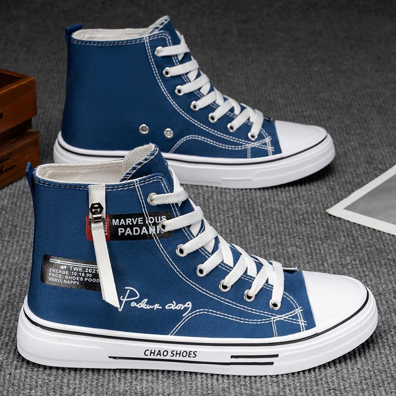 

Мужские повседневные всесезонные высокие модные парусиновые кроссовки для скейтбординга для студентов, удобные кроссовки для мальчиков, трендовая мягкая подошва, дышащая обувь 44 синий