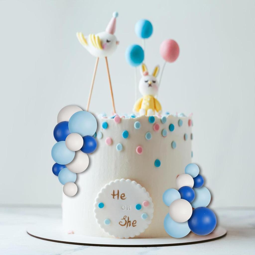30Pcs Ball Cake Decorations Birthday Party Wedding Decoration Cake Topper with  Blue White Dark Blue Balloons for Festivals
