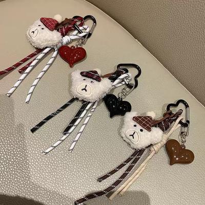 Cartoon Plush Bear Keychain Pendant Creative Climbing Rope Keyring Cute Plush Key Holder Bag Pendant For Girl Women Gifts