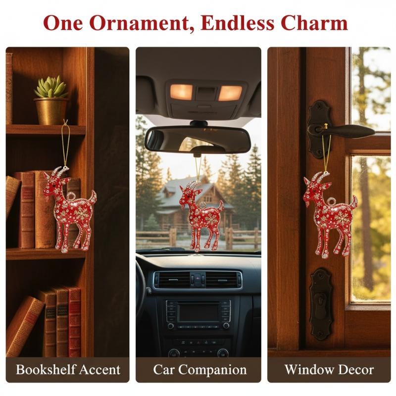 Acrylic Chinese Zodiac Goat Hanging Ornament Auspicious Red Gold Design For Spring Festival New Year Home Decoration