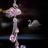 Luxury Rhinestone Car Pendant Crystal Swan Creative Cute Rearview Mirror Hanging Female Car Interior Decoration Pendant
