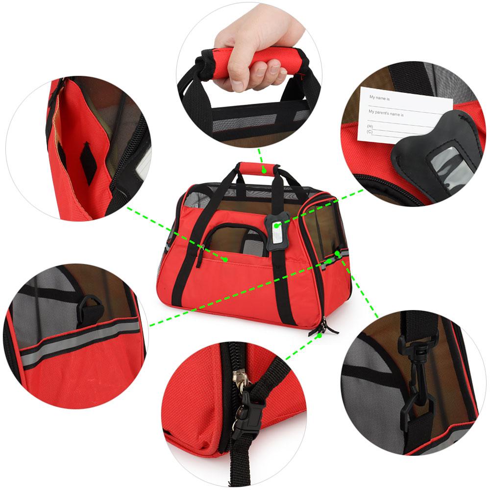 Reflective Pet Bag Portable Cat Carrier Travel Dog Shoulder Bag Pet Handbag Teddy Poodle