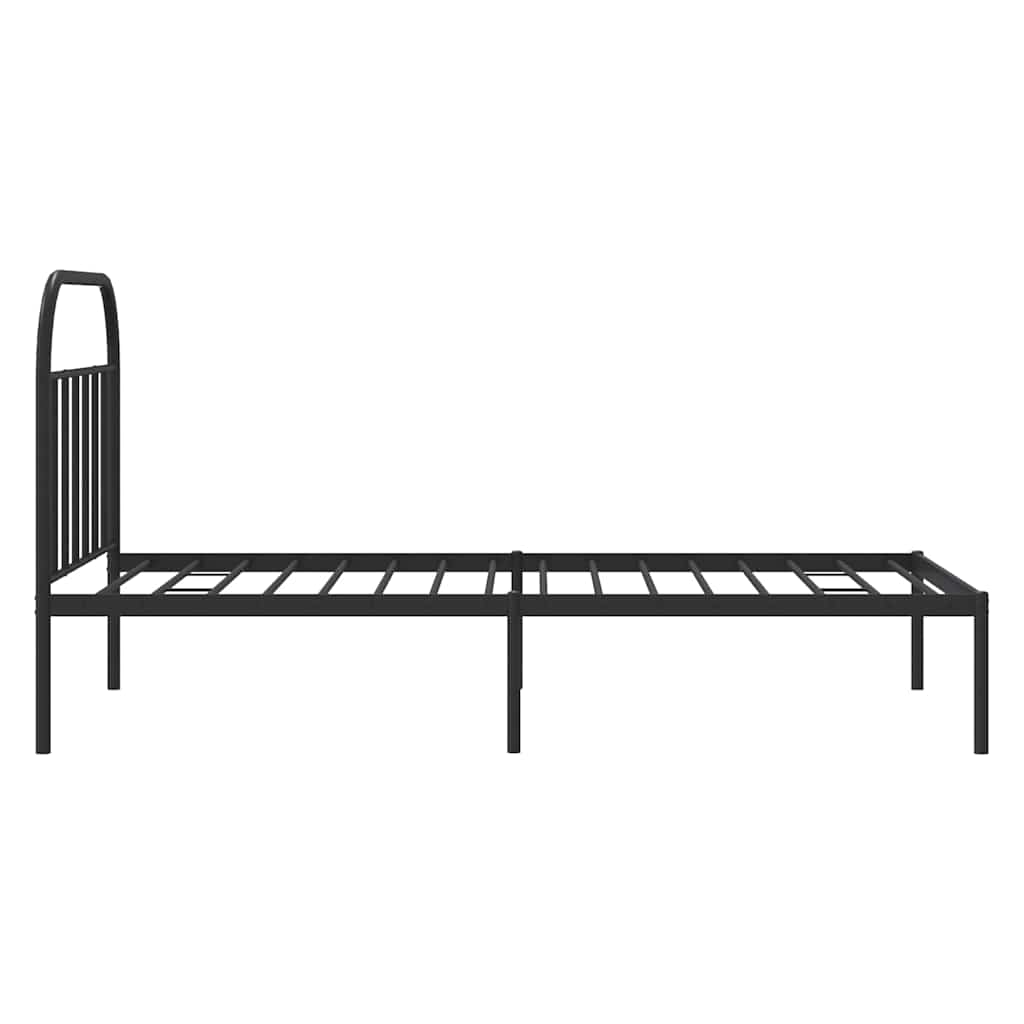 Metal Bed Frame with Headboard Black 100 x 190 cm