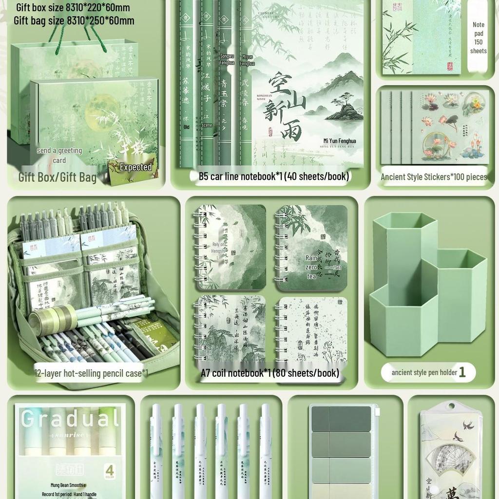 Chinese Style Stationery Gift Set for Students: Graduation Reward for Boys, Ideal for Primary To High School First Year Learning