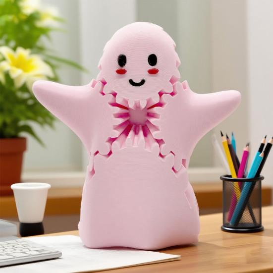 3D Printed Ghost Gear Cube Stress Anxiety Relief Halloween Cartoon Ghost Figurine Statue Fidget Toy Desktop Decoration Ornament