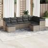 Vidaxl 9-Cz. Garden Furniture Set With Cushions, Grey, Poly Rattan