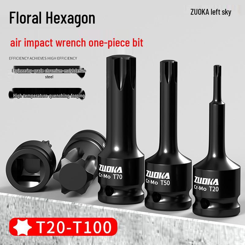 1/2" Air Impact Wrench with Integrated T30 Internal Hexalobular Bit Socket Set