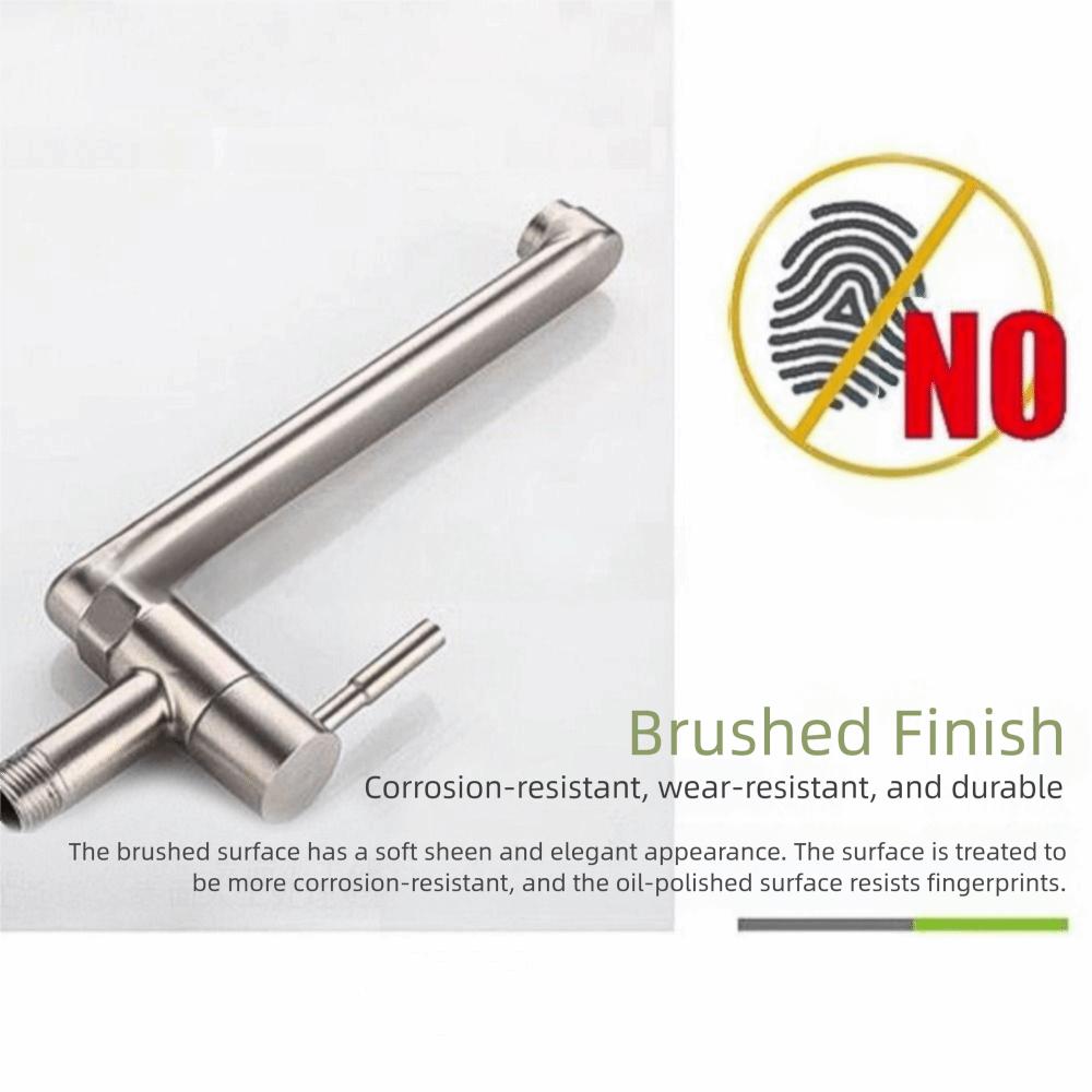 Non-slip Handle Wall Mount Sink Tap 180° Rotation Stainless Steel Sink Tap  Kitchen Use
