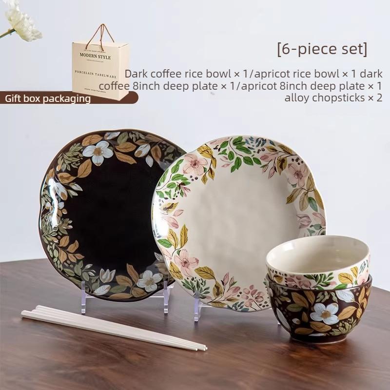 

BEPAN Ceramic Tableware Set Household Bowls Plates Spoons Chopsticks Light Luxury Advanced Sense Housewarming Gift