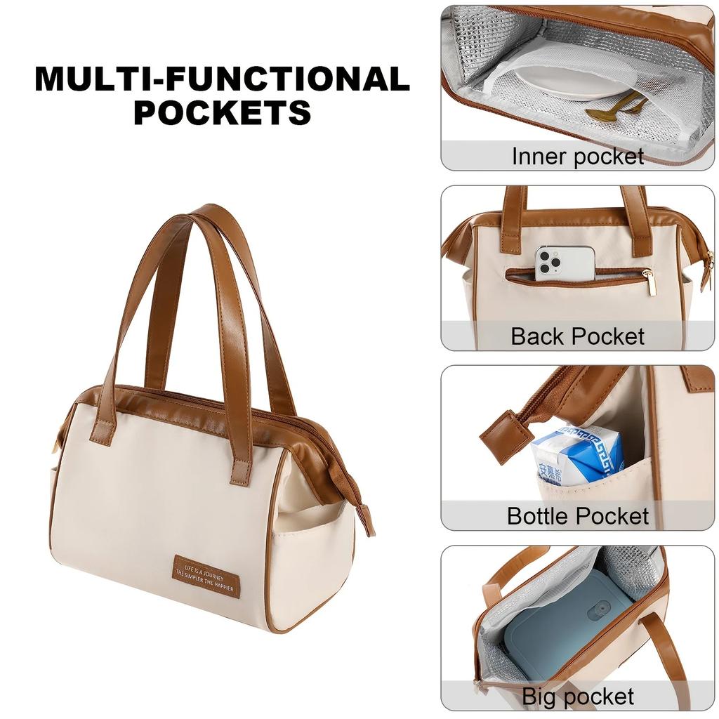 Women's Lunch Bag, Stylish Reusable Tote Bag, Work Leak Proof Cold Cute Reusable Women's Office School Picnic Lunch Bag