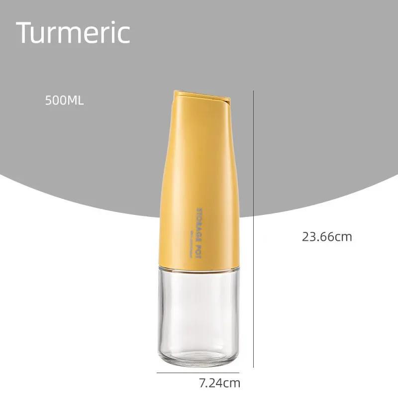 500ml Oil Bottle Tank Automatic Cap and Leakproof Olive Oil Dispenser Camping BBQ Baking Soy Sauce Glass Container Pot Jar