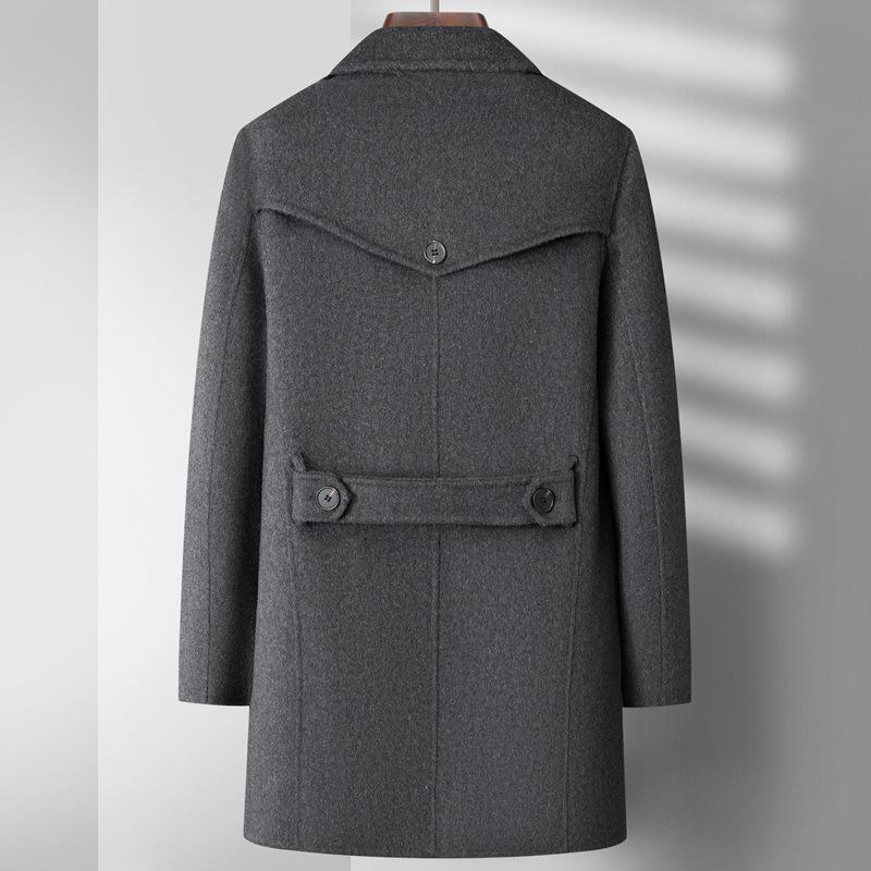 Men's Mid-Length High-End Woolen Trench Coat - Autumn/Winter Warmth