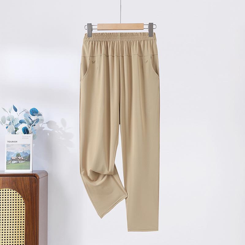 Letní elastické ležérní kalhoty s vysokým pasem pro ženy středního věku