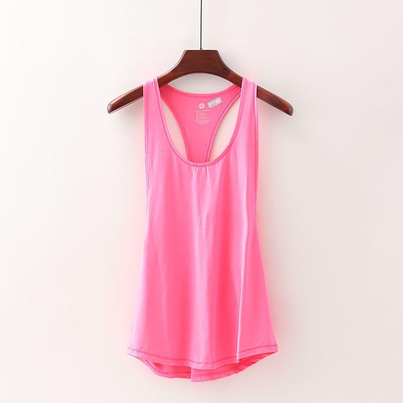 

[Wadding] Shopping Mall Brand Discount Women s Yoga Underwear Loose Quick-Drying Solid Fitness Exercise Vest 4w331 Rose Red S/155