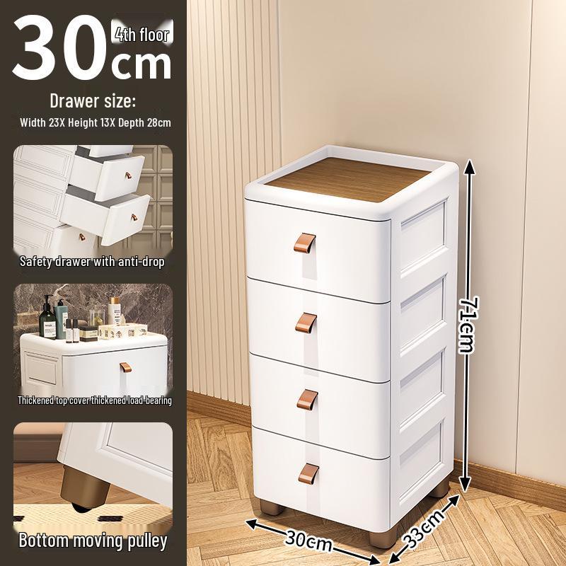 Gap Narrow Edge Multi-Layer Movable Storage Cabinet with Drawer for Kitchen, Available in 18/25/30cm Sizes