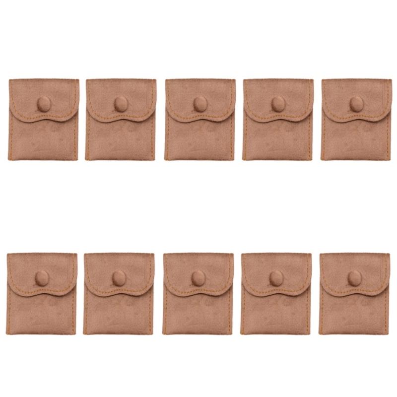 Soft Velvety Jewelry Storage Pouches, 10 Separate Snap-Button Bags for Sorting, Travel Carrying, and Gift Presentation