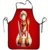 1pc Angry Chicken Chef Fun Printed Apron, Durable And Easy To Clean, Adjustable Waistband, Polyester Material, Suitable for Kitchen Cooking, Gardening
