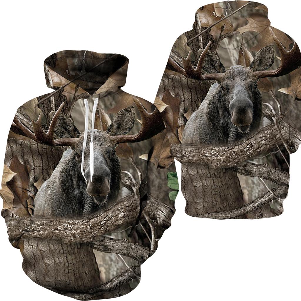 Hoodies 3D Print  Camouflage Animal Elk Wild Boar Boy Girl Casual Fashion Sweatshirts Oversized Hoodie Kids Pullovers Tracksuits