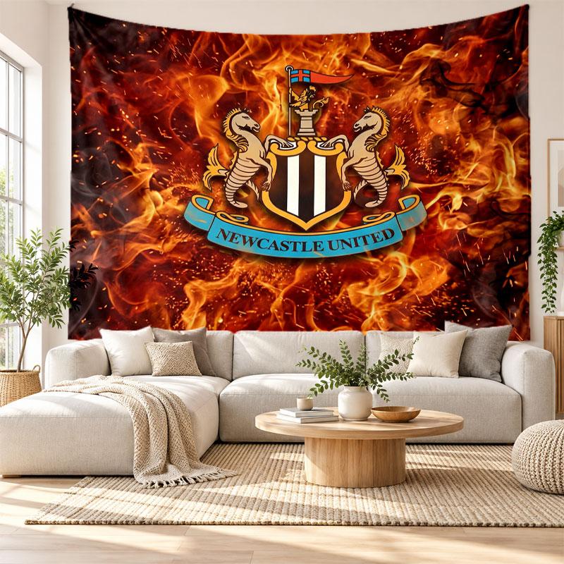 Newcastle United Fußball Wandteppich, Weiches Stoff Wandbehang, Dekorative Kulisse Für Schlafzimmer Haus Wandkunst