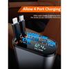 4-in-1 Retractable Car Charger, 100W Fast Charging, Dual Cables, Voltage Display, for iPhone 15/14/Samsung