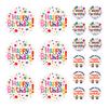 6Pcs Happy Birthday Thank You Sticker Set Cute Party Decals for Gift Wrapping Cards Kindergarten Crafts Colorful Birthday Stickers for Celebration