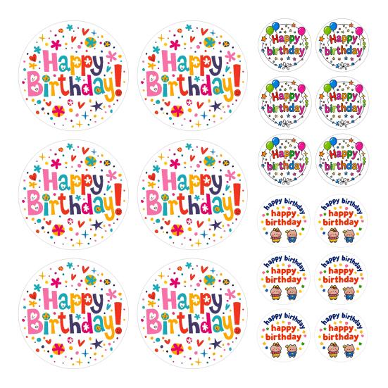 6Pcs Happy Birthday Thank You Sticker Set Cute Party Decals for Gift Wrapping Cards Kindergarten Crafts Colorful Birthday Stickers for Celebration