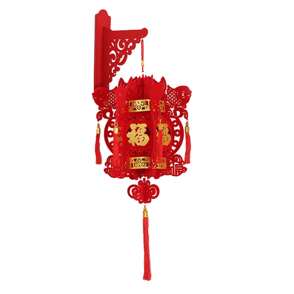 Traditional Palace Lantern Year Of The Horse Lantern Chinese New Year Decoration Fu Character Flocked Fabric Hanging Lantern