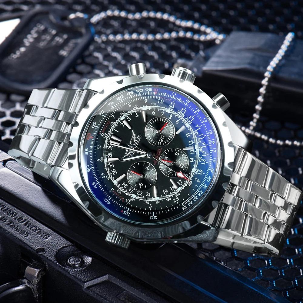 JARAGAR 212 Automatic Design Week Business Watch for Men Military Multifunction Sub-Dials Mechanical Watches Luxury Clock