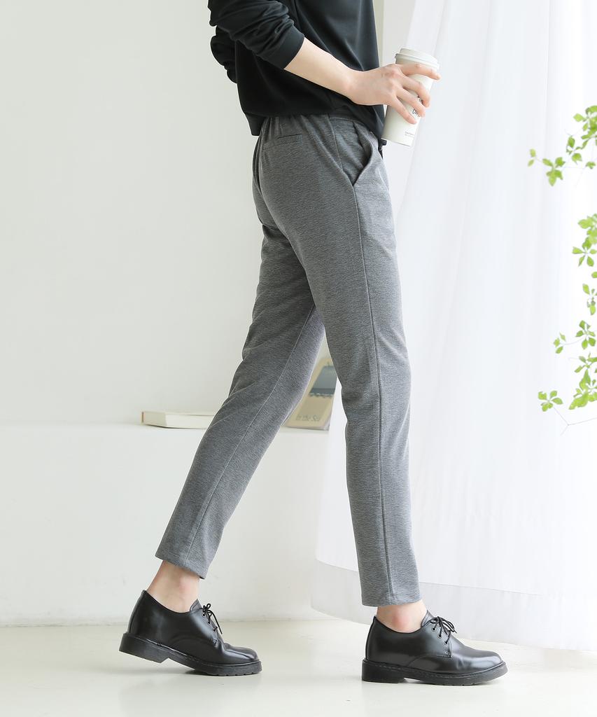 Jikeulib Hidden Elastic Waist Spandex Gray Slim Slacks
