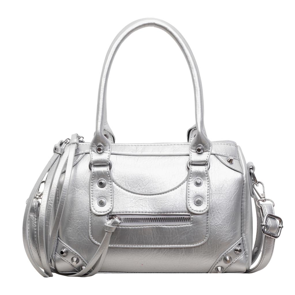Borsa a Spalla Grande Capacità Monocolore Vintage