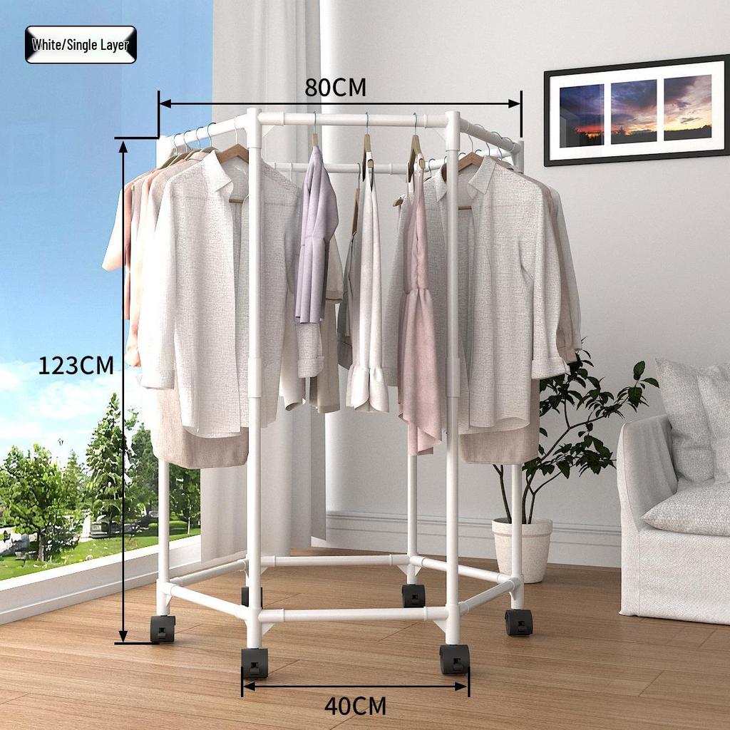 Freestanding Indoor Rolling Clothes and Coat Rack with Hanger and Drying Features