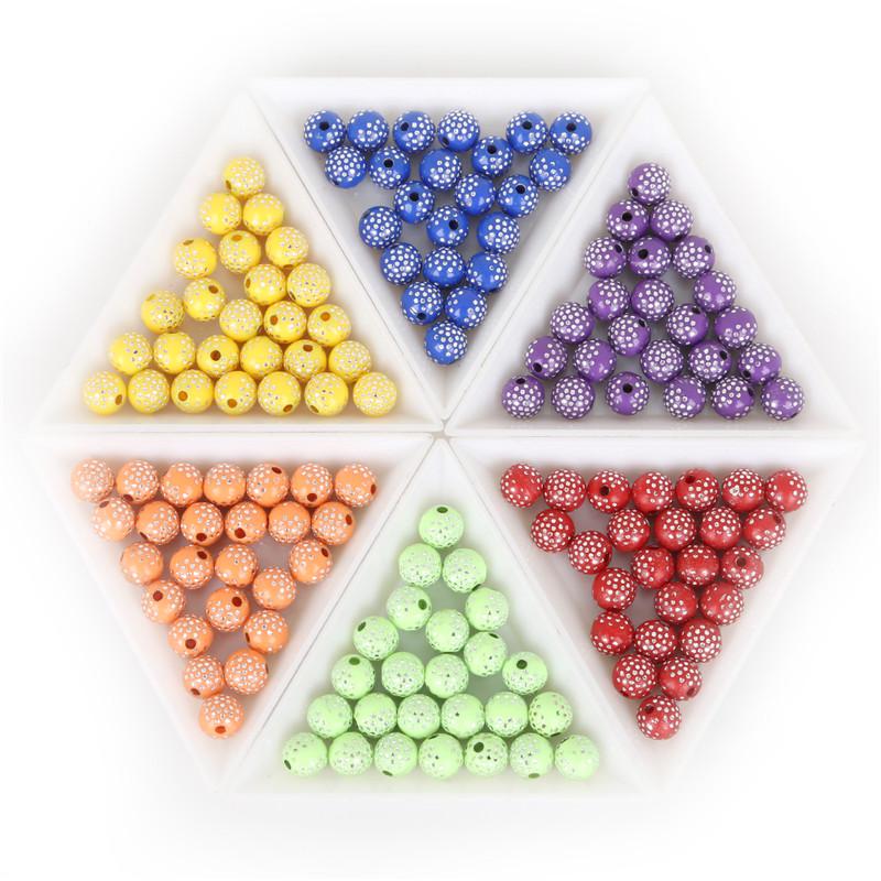 Shining 8mm Acrylic Beads Round Loose Spacers for DIY Bracelet & Necklace 100 Pcs