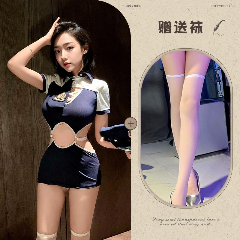 Sexy lingerie sexy policewoman cos uniform seduction instructor small breasts and thin mood hip-wrapped onesie suit